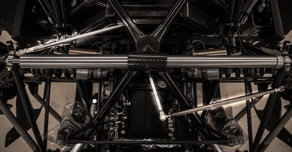 Z shaped anti roll bar highlighted in suspensions of a Koenigsegg